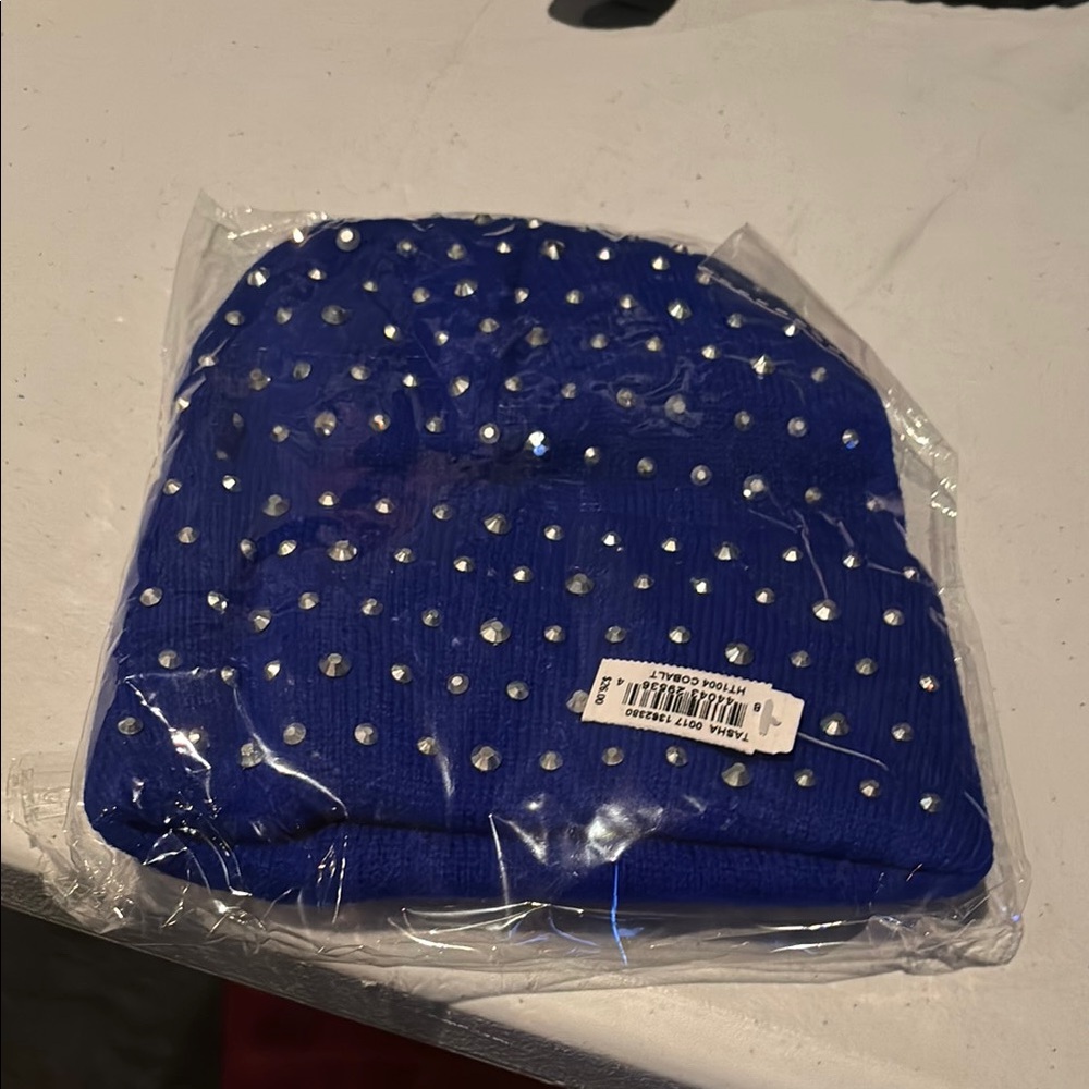 Blue Beanie with Silver Accents